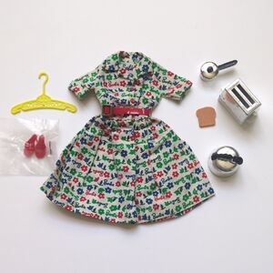 RARE Vintage 1965 Barbie's Hostess Set #1034 Outfit - Dress Belt Toaster Kettle